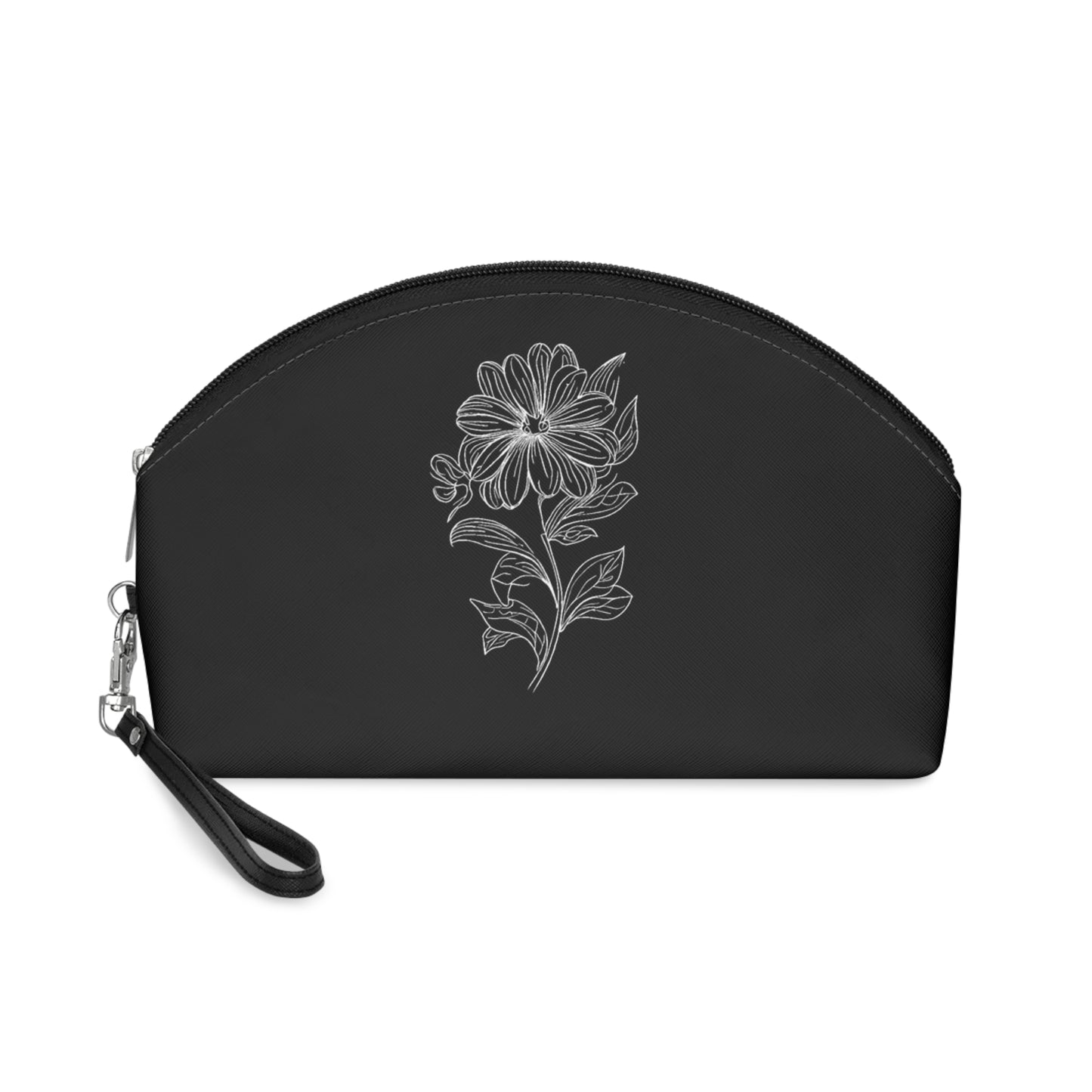 bloom makeup bag black front side