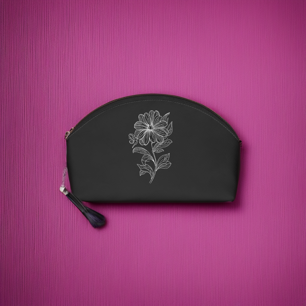 bloom makeup bag black front view