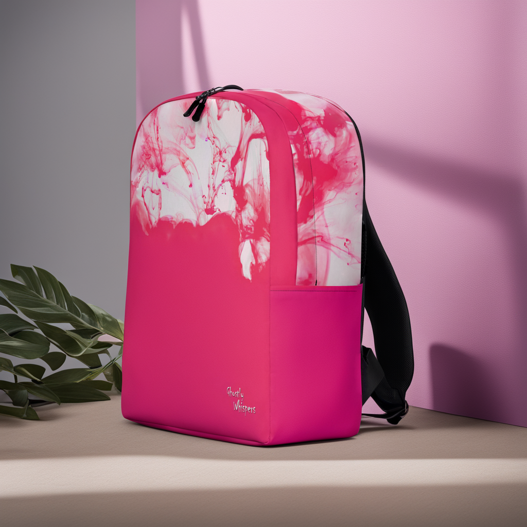 pink minimalist backpack left side