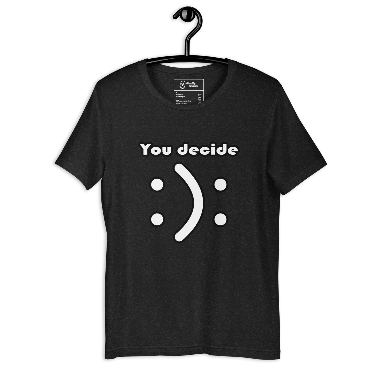 you decide unisex t-shirt black heather front view