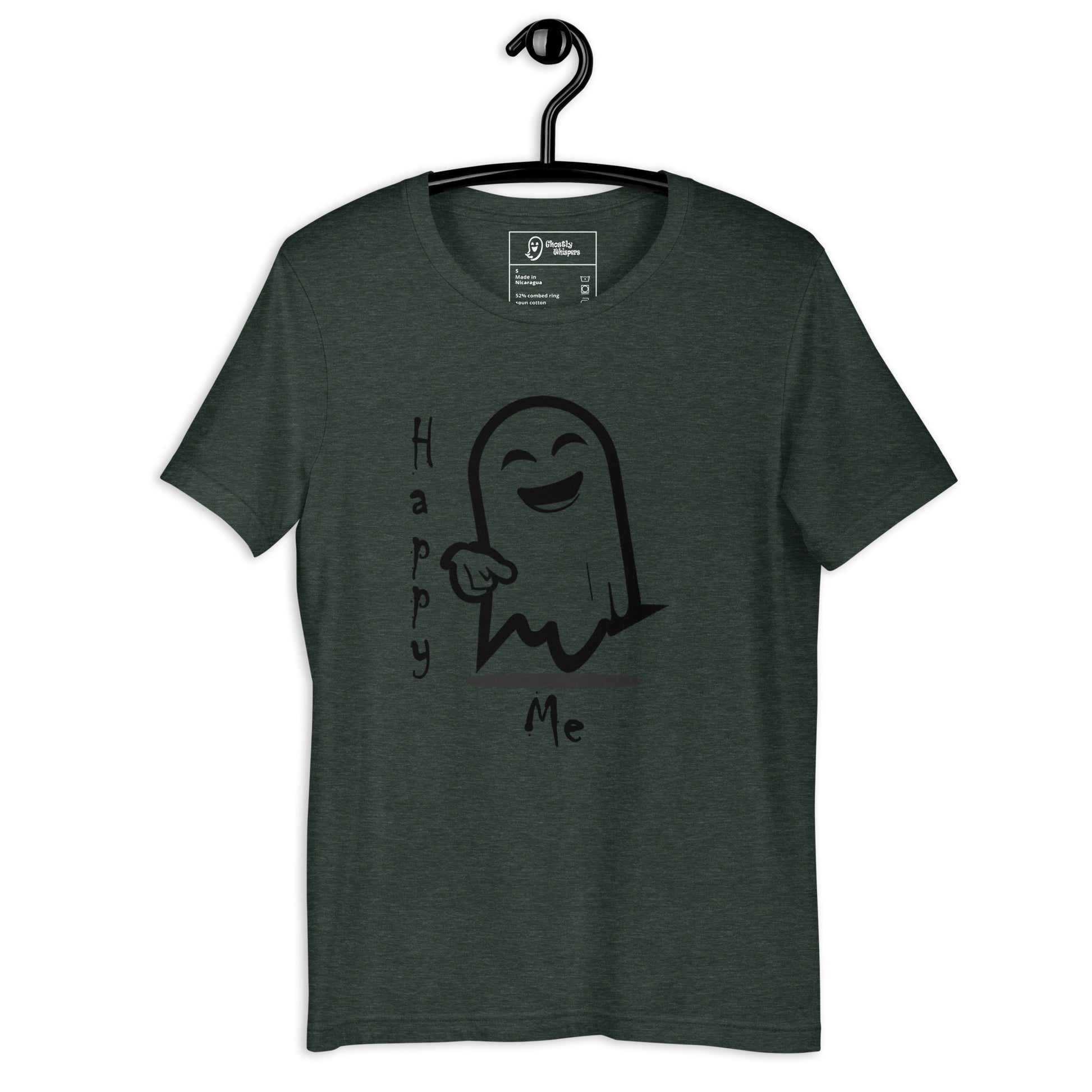 happy me unisex t-shirt heather forest front view