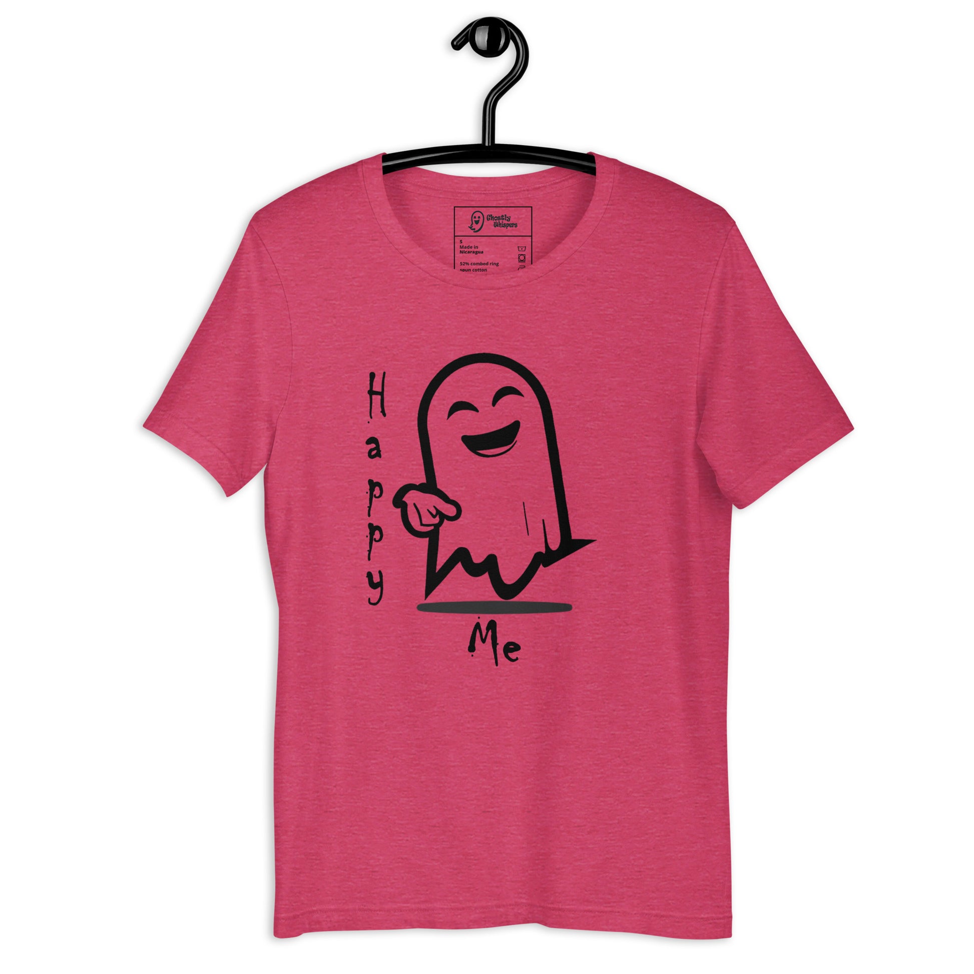 happy me unisex t-shirt heather raspberry front view