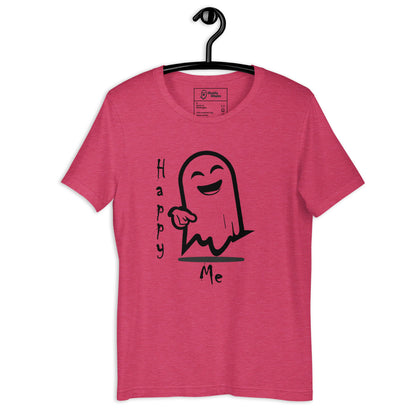 happy me unisex t-shirt heather raspberry front view