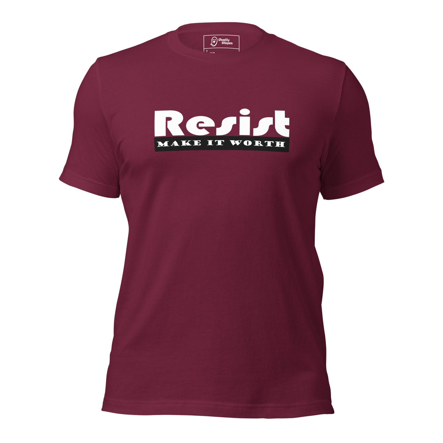 resist t-shirt maroon front view