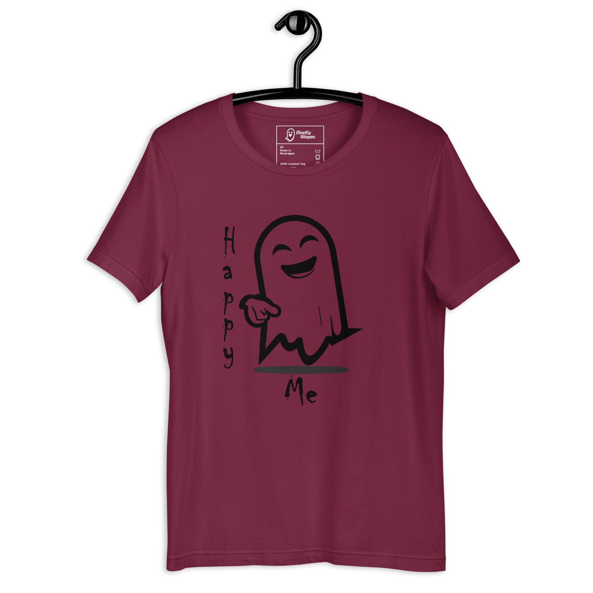 happy me unisex t-shirt maroon front view