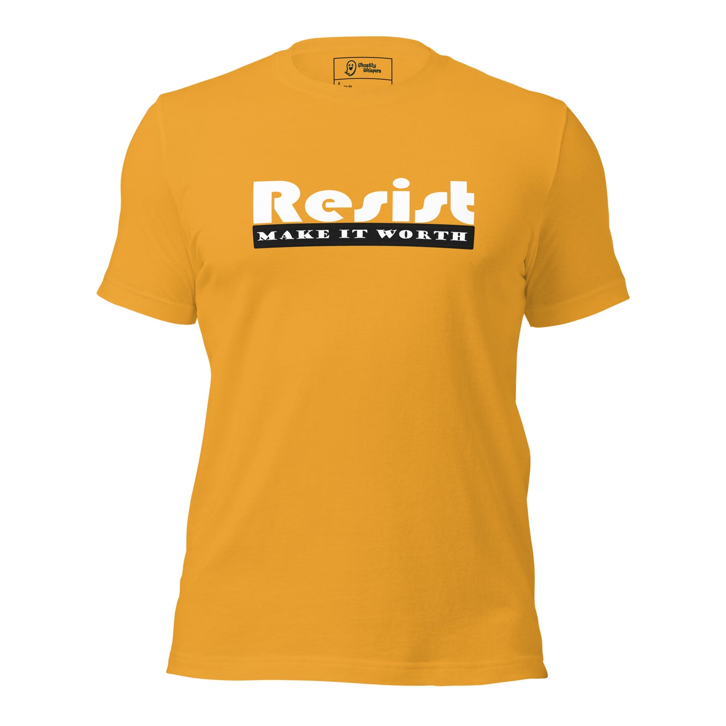 resist t-shirt mustard front view