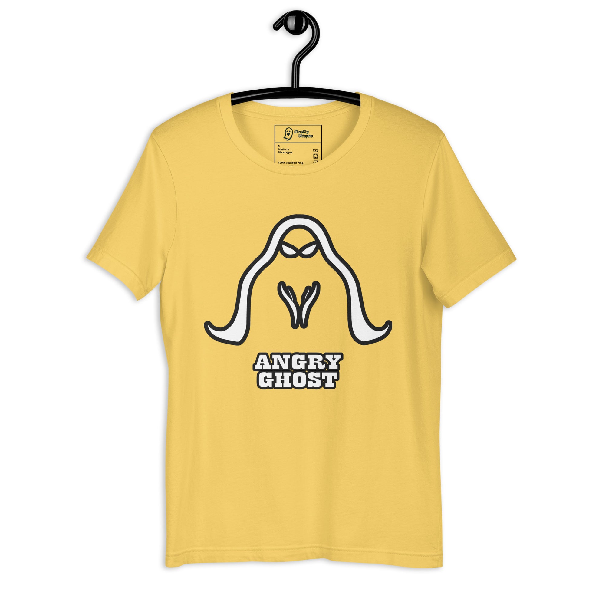 Angry Ghost Unisex t-shirt yellow front side