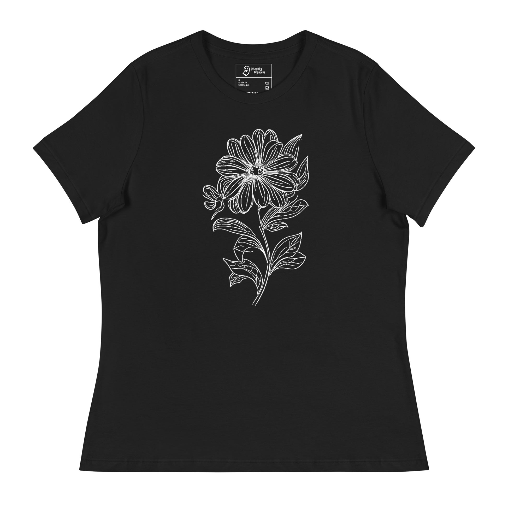 bloom women's t-shirt black front view