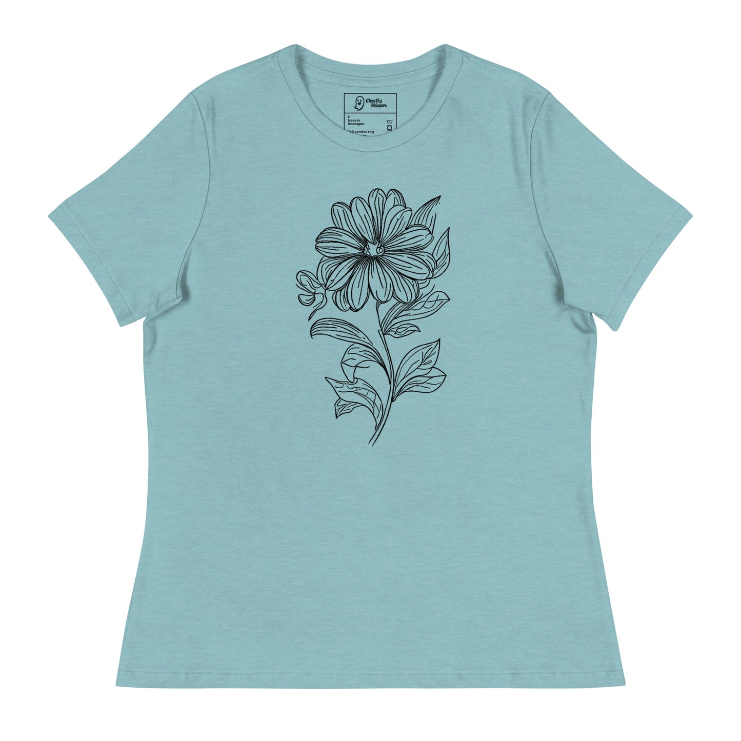 bloom women's t-shirt heather blue lagoon front view