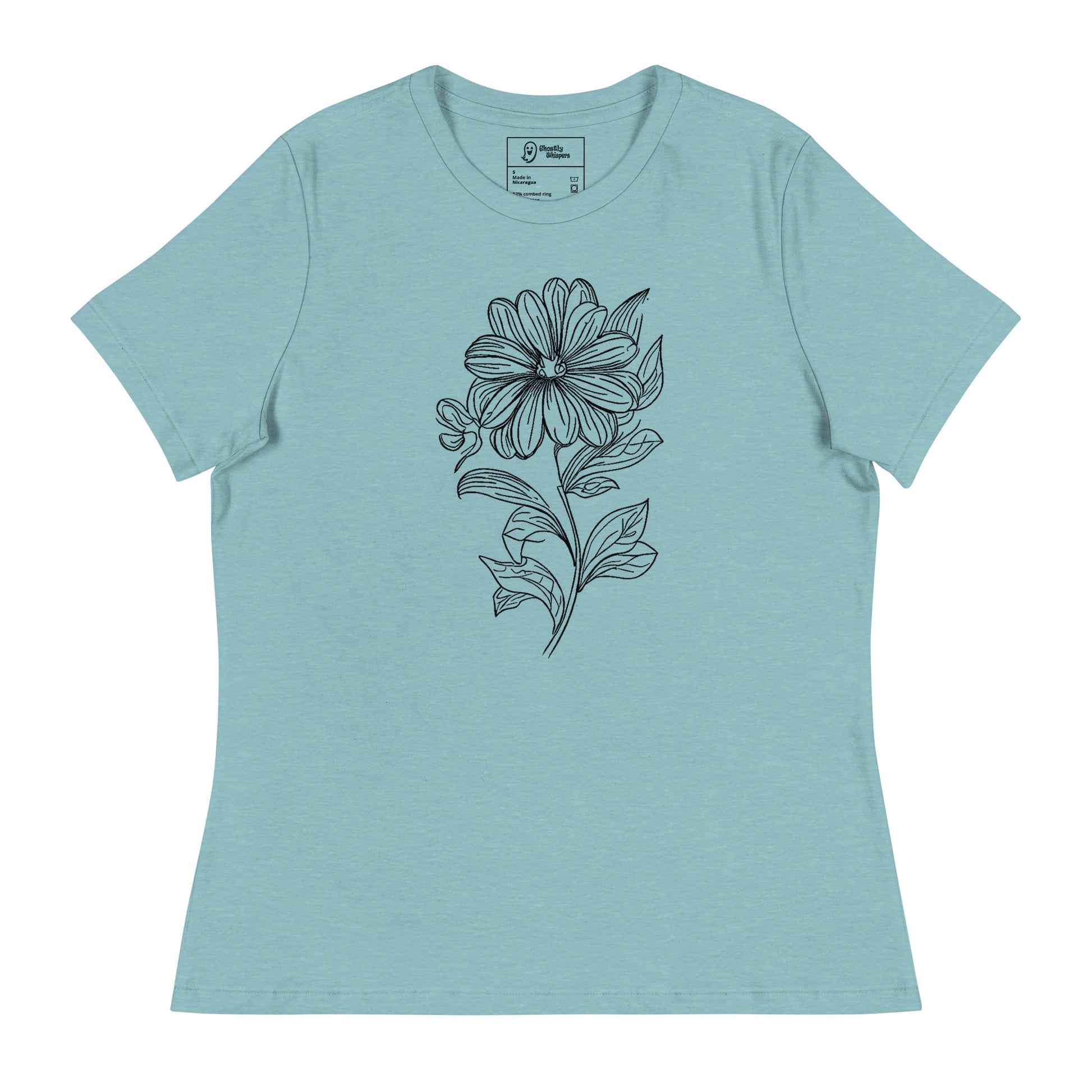 bloom women's t-shirt heather blue lagoon front view