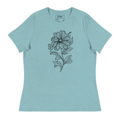 bloom women's t-shirt heather blue lagoon front view